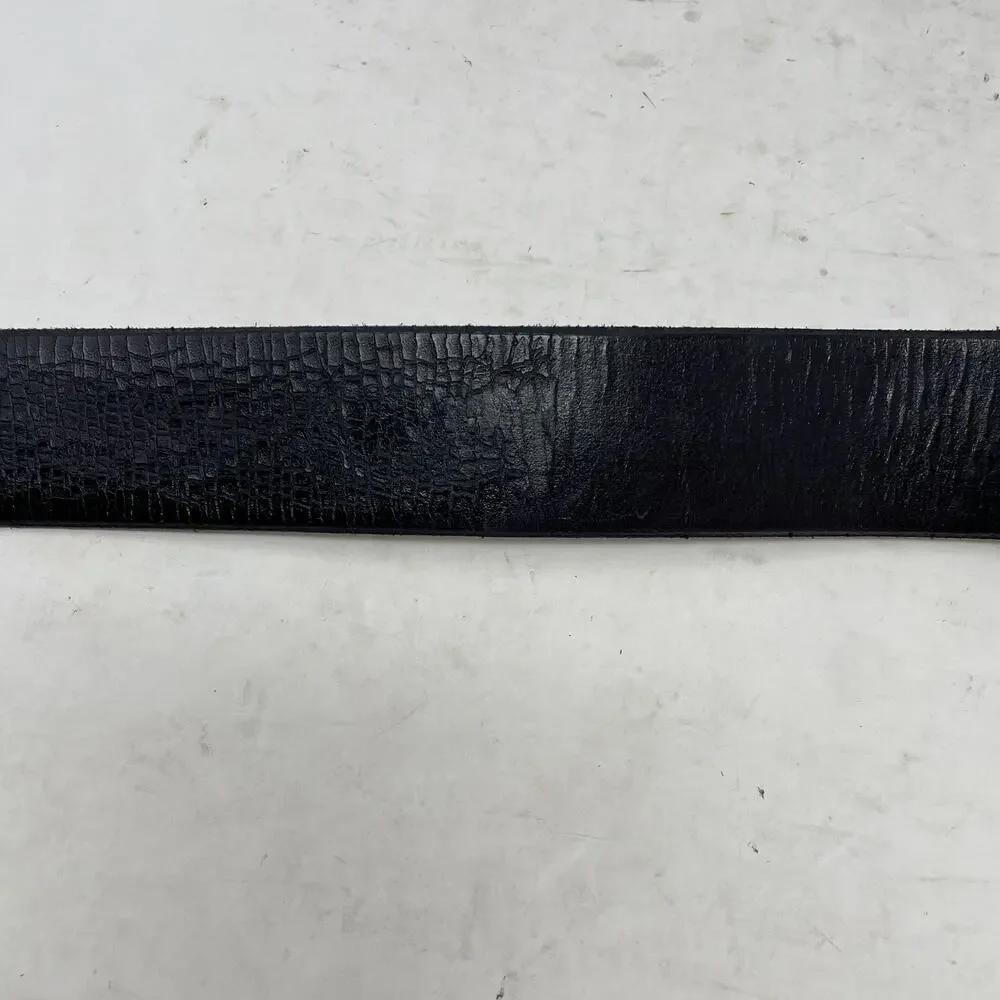 Lucky Brand Black Leather Chunky Y2K Belt Size 34 Textured